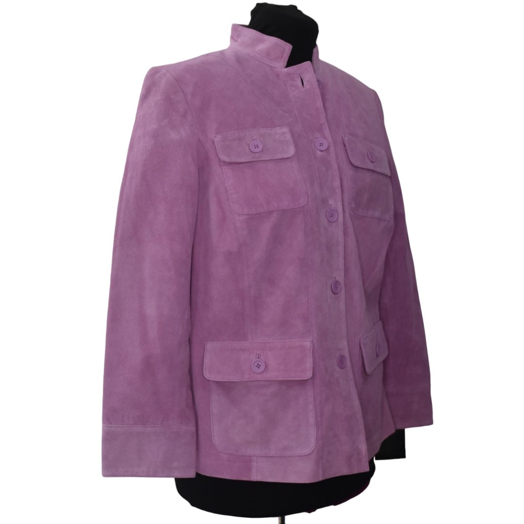 Alfani Woman Suede Leather Jacket Coat Womens 1x Purple Freesia